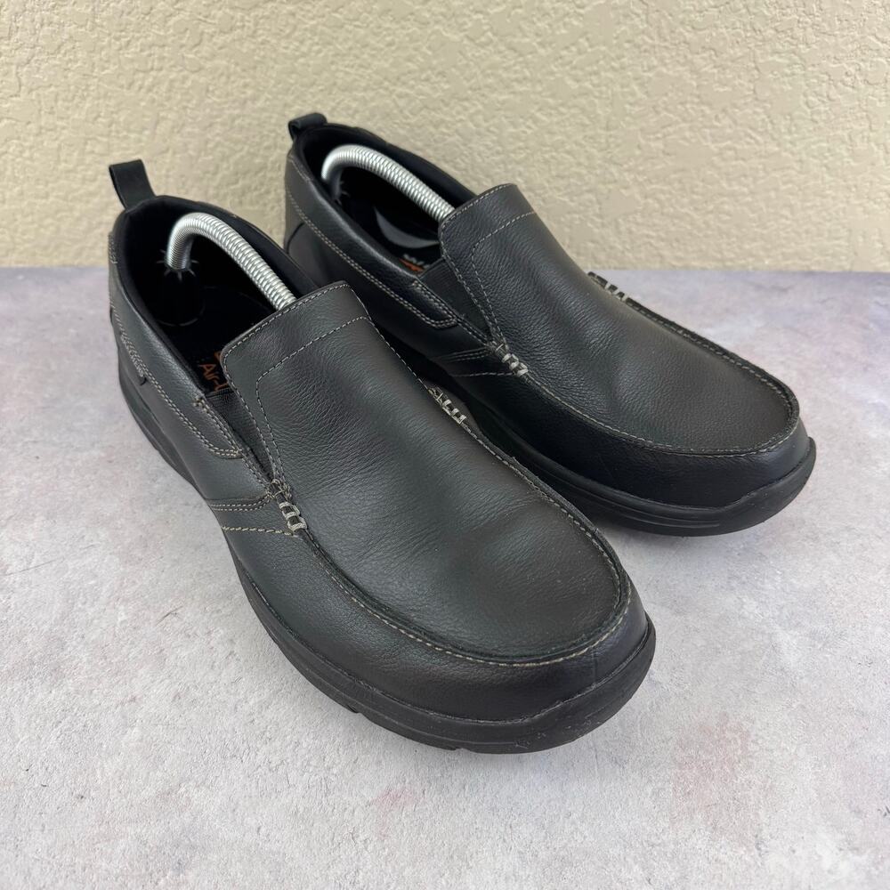 Skechers Shoes Mens Size 11 Harper Forde Black Leather Slip-On Loafers
